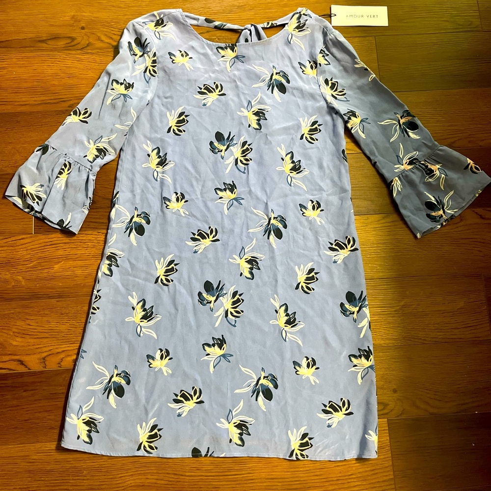 Amour Vert 100% SILK Tunic dress size XS oversized fit.